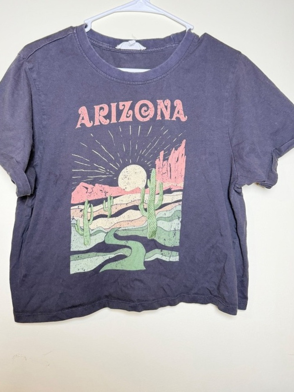 Arizona Graphic Kids Short Sleeve Tee - Charcoal with Pastel Desert Print